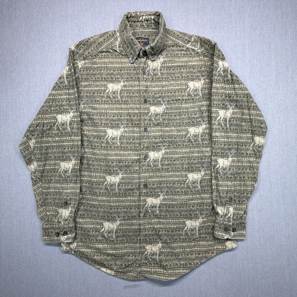 Woolrich Flannel Shirt Men's XL‎ Button Down Whitetail Deer Cotton